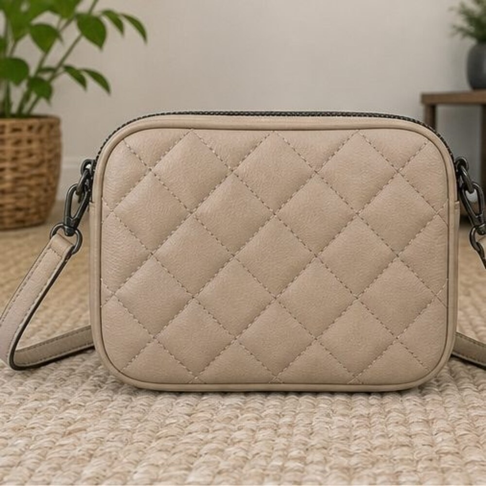 Sand Quilted Crossbody Bag